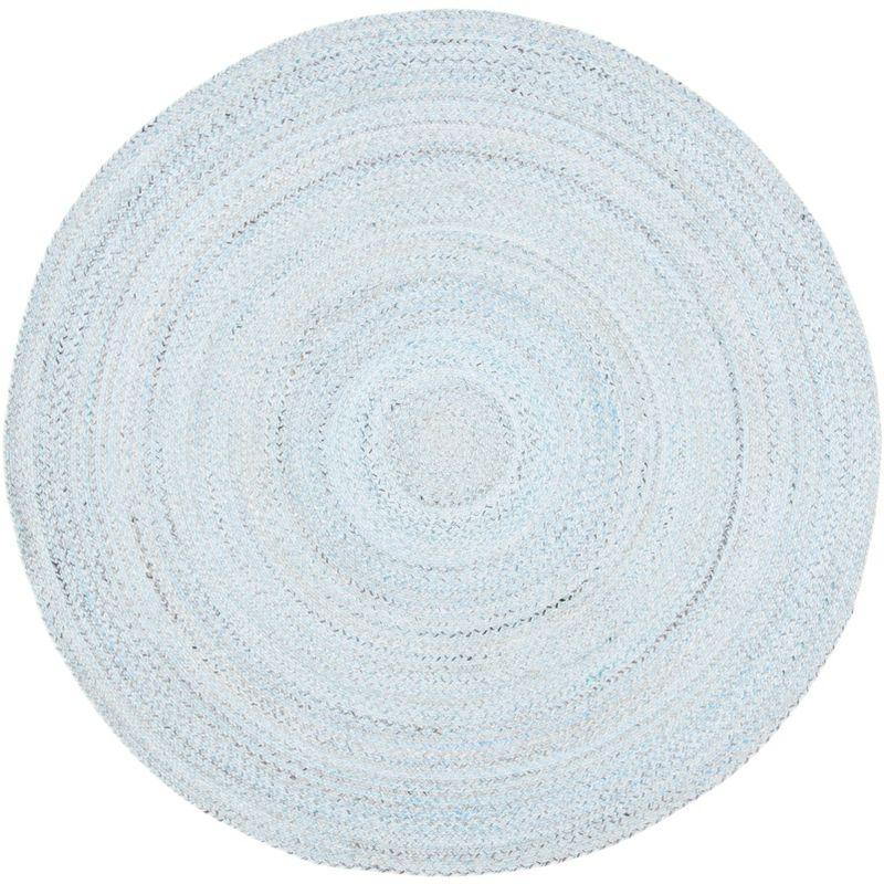 Handmade Blue Round Braided Reversible Area Rug