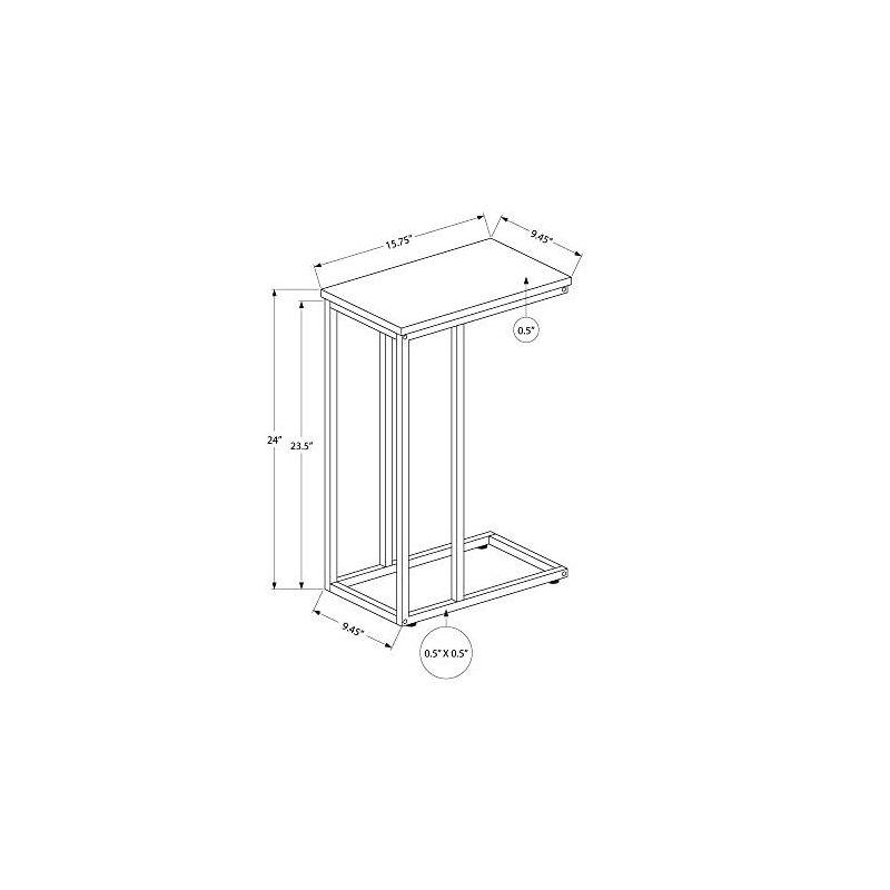 Monarch Specialties Accent Table, C-shaped, End, Side, Snack, Living Room, Bedroom, Black Laminate, Black Metal, Contemporary, Modern