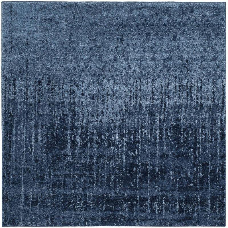 Luxurious Abstract Light Blue Square Shag Rug 4' x 4'