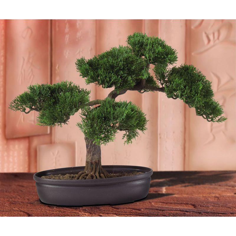 Nearly Natural 16-in Cedar Bonsai Silk Plant