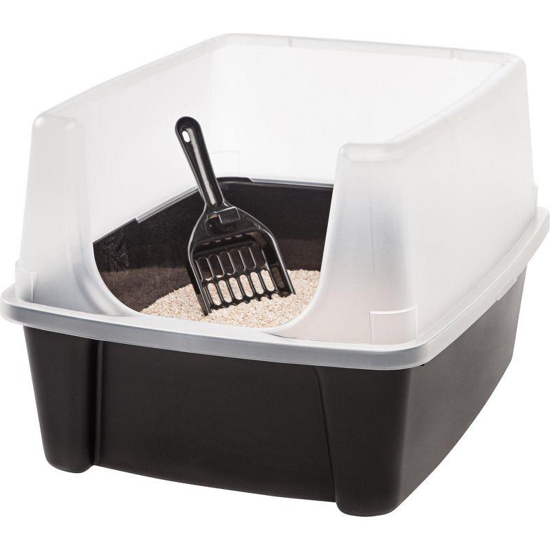 IRIS USA, Open-Top Cat Litter Box with Shield with Scoop