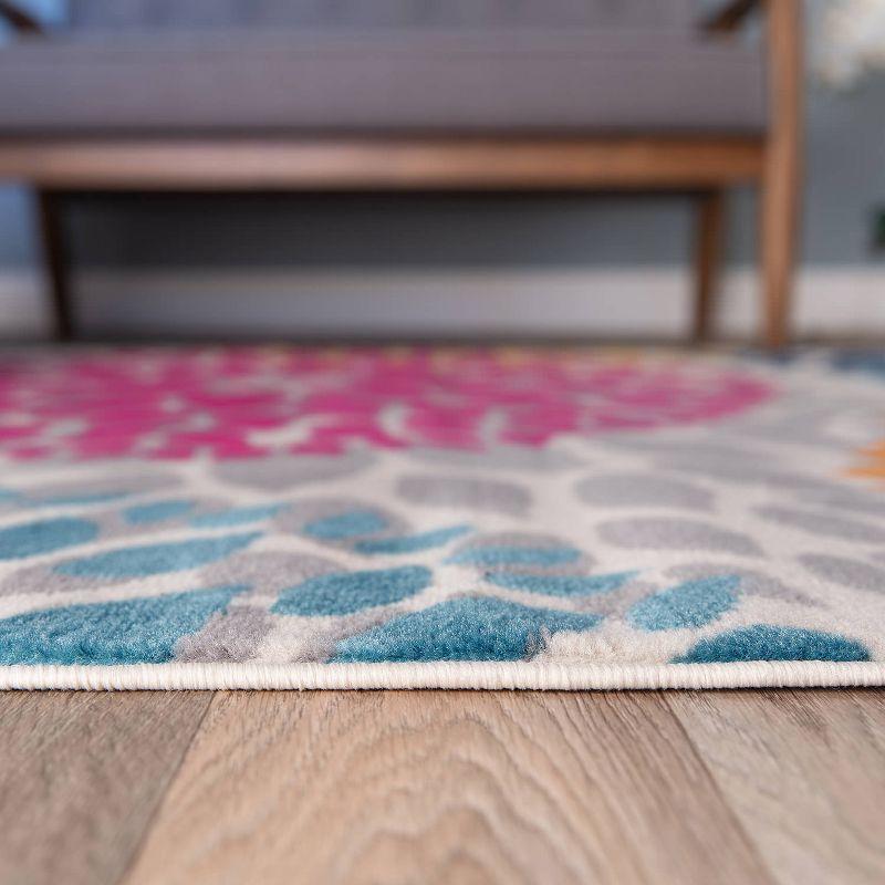 World Rug Gallery Modern Floral Circles Multi 5' x 7' Area Rug
