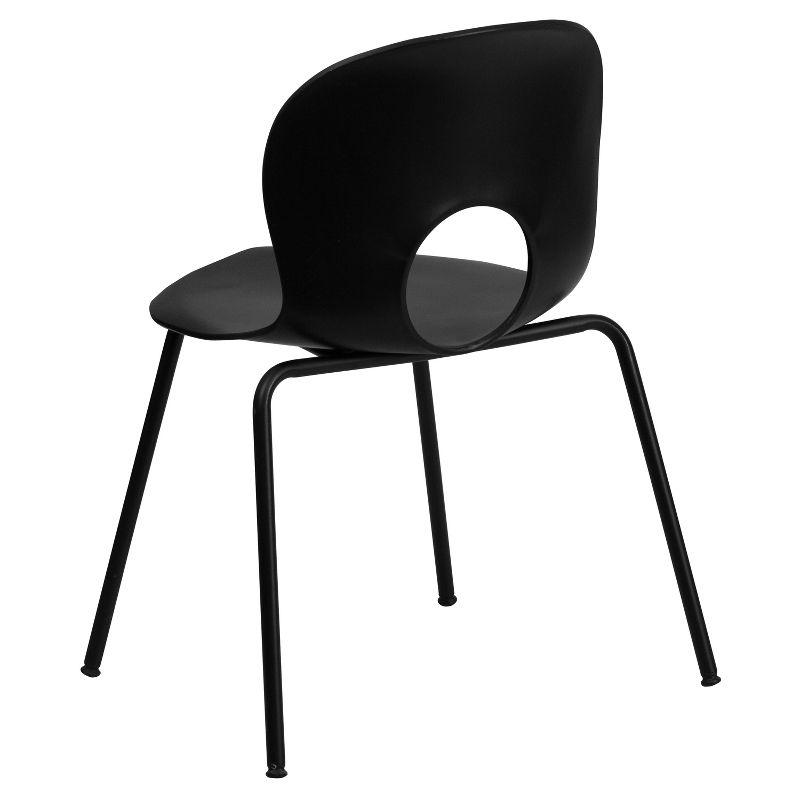 Emma and Oliver Designer Black Plastic Stack Chair with Black Frame