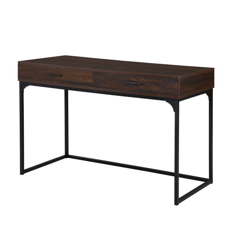 Carolina Living Horatio Computer Desk with Drawers Elm/Black: Metal Frame, MDF Surface, Adult Assembly