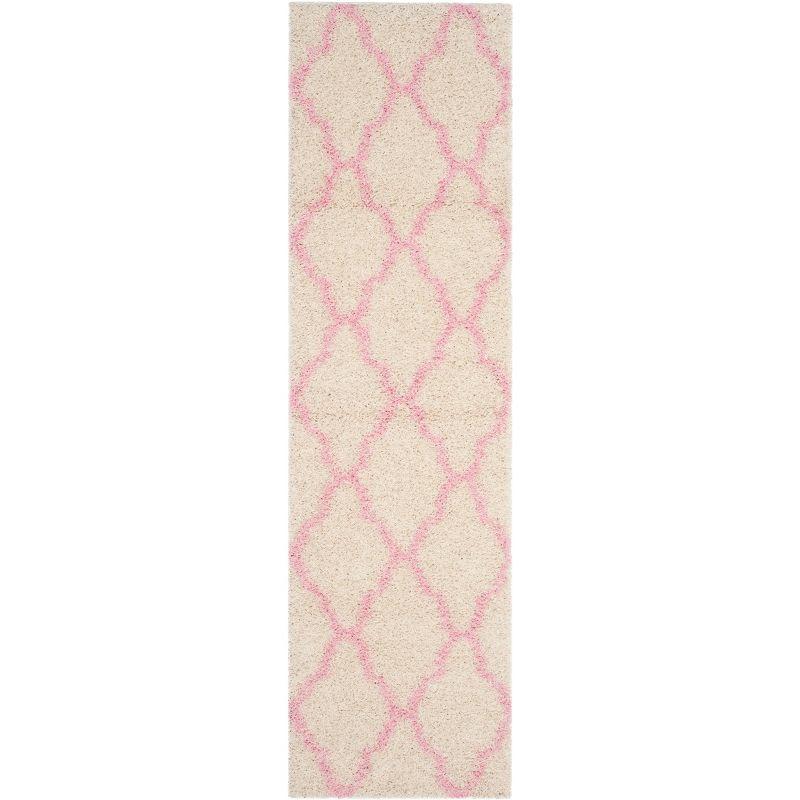 Dallas Shag SGD257 Power Loomed Runner Rug - Ivory/Light Pink - 2'3"x10' - Safavieh.