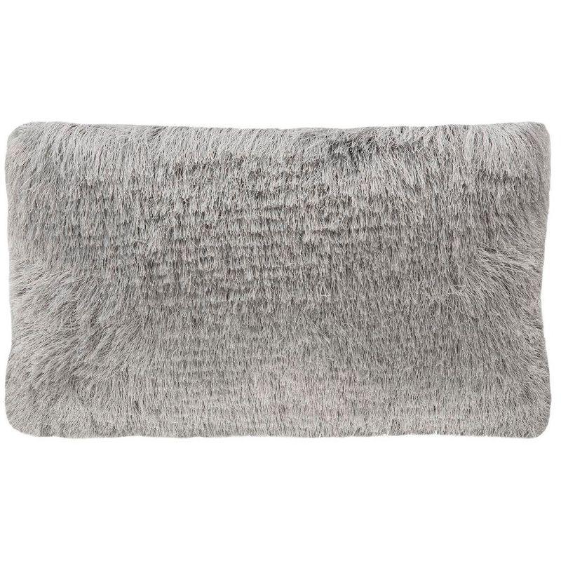 Silver Contemporary Shag Pillow with Lustrous Yarn