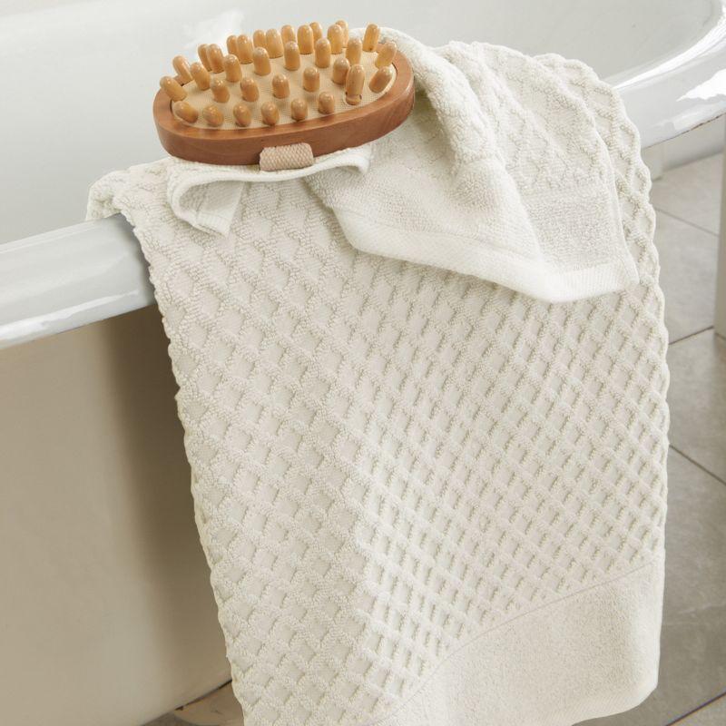 Ivory Cotton Diamond Textured 6-Piece Towel Set