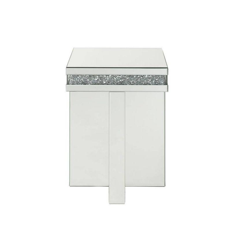 Noralie 16" Cross Bead Mirrored Accent Table Faux Diamonds - Acme Furniture: Durable Acrylic, No Assembly Required