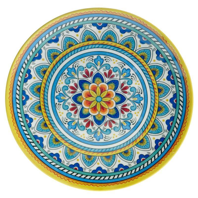 Portofino Bohemian Floral Melamine Dinner Plate Set, 6 Pieces