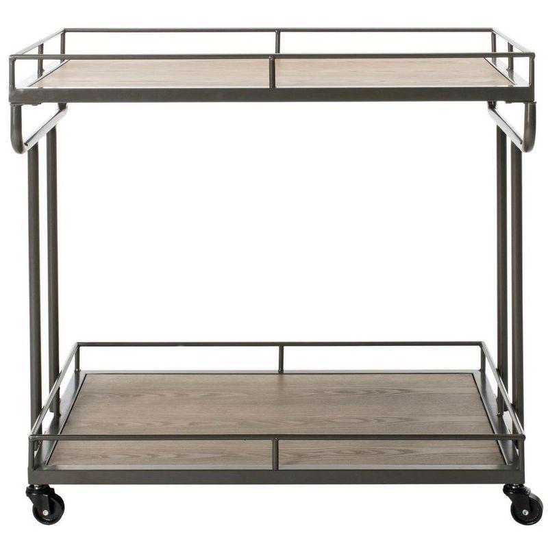 Dawson 2 Tier Rectangle Bar Cart - BCT6200A - Rustic Oak/Gunmetal - Safavieh