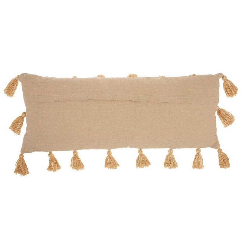 Mustard Yellow Textured Lumbar Pillow with Tassels 13" x 33"