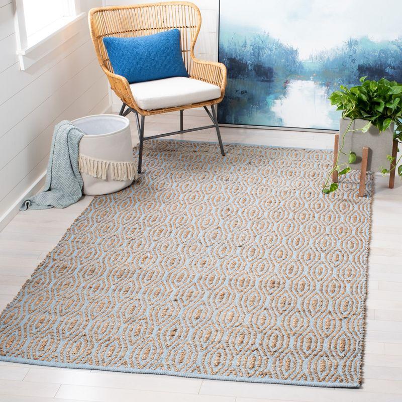 Silver and Natural Braided Cotton Rectangular Rug, 5' x 8'