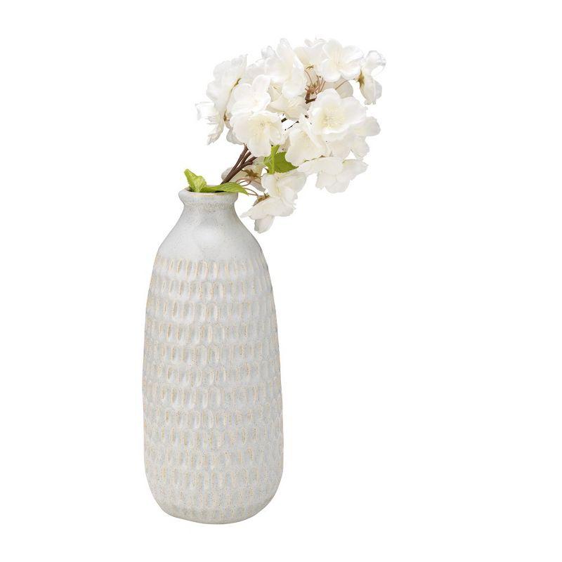 Sagebrook Home Ceramic Vase Contemporary Dimpled Design Decorative Stoneware Vase