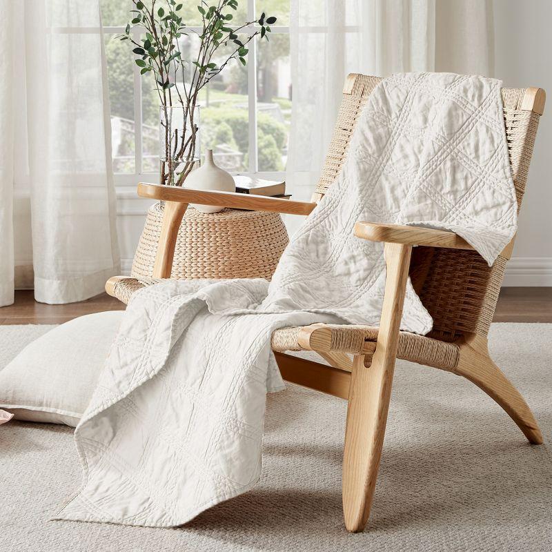 Linen Front/Cotton Back Quilted Throw - Cream - Levtex Home