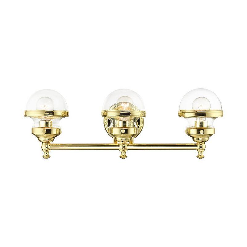 Polished Brass 3-Light Vanity with Clear Glass Shades