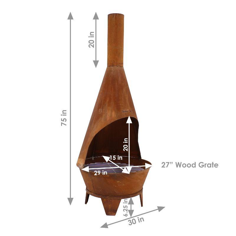 75'' Bronze Cold-Rolled Steel Wood-Burning Chiminea Fire Pit