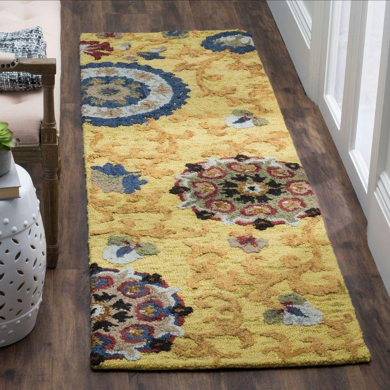 Blossom BLM401 Hand Tufted Runner Rug - Gold/Multi - 2'3"x12' - Safavieh.