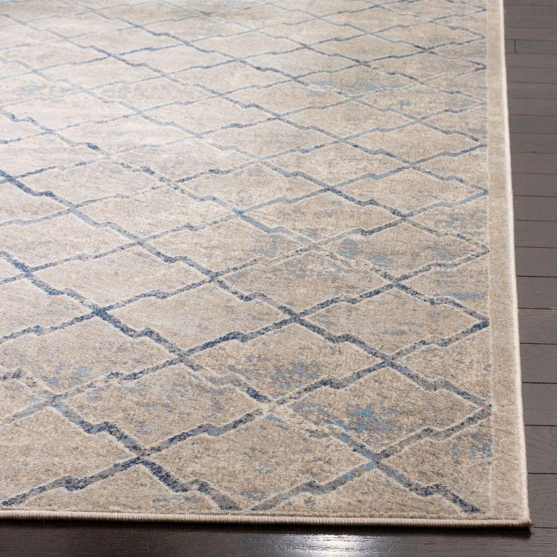 Light Gray and Blue Geometric Synthetic Area Rug