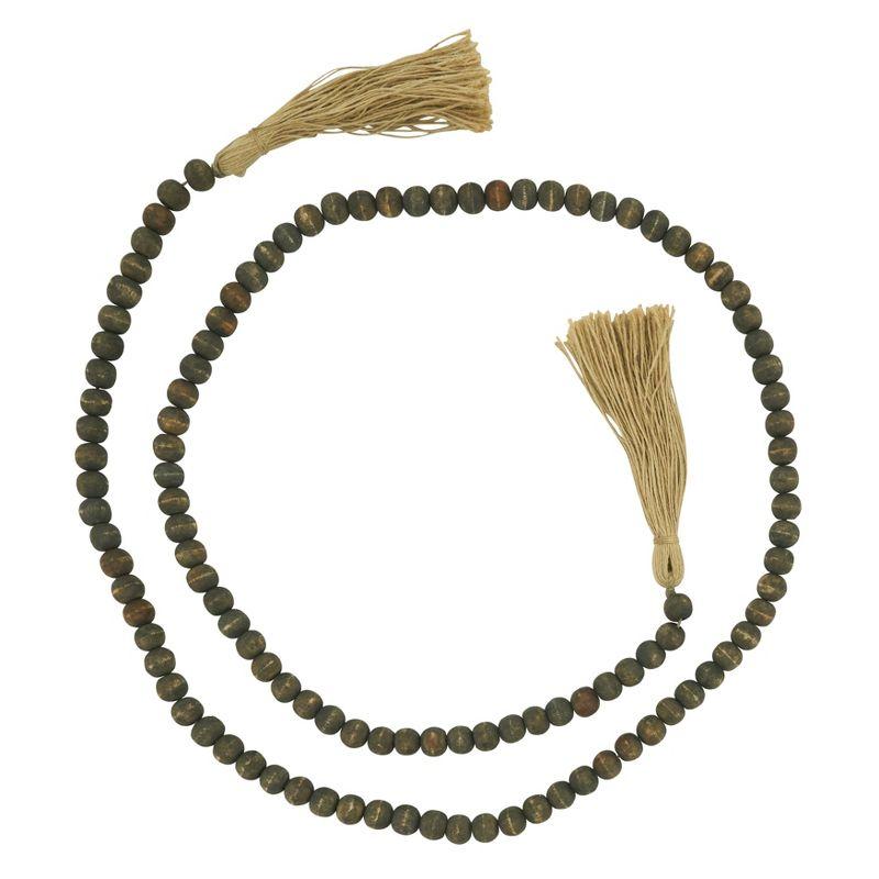 Black Mango Wood Bead Garland with Jute Tassels