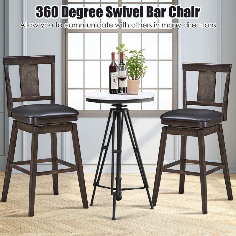 1PC\2PCS\3PCS\4PCS Swivel Bar Stool 29 inch Upholstered Pub Height Bar Chair with Rubber Wood Leg