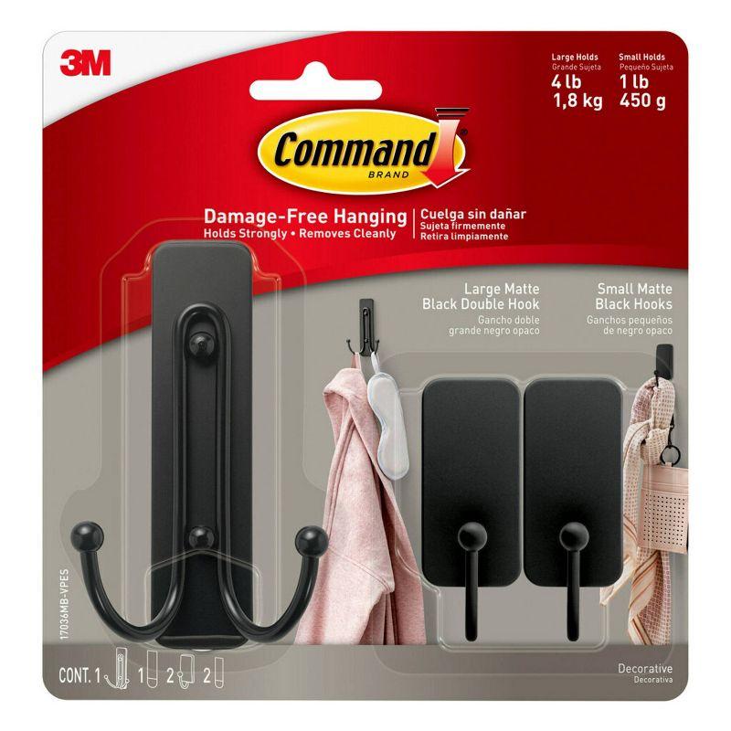 Matte Black Large and Small Adhesive Hooks Set