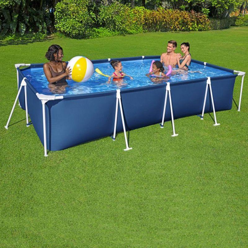 Bestway Steel ProRectangular Metal Frame Above Ground Outdoor Backyard Swimming Pool