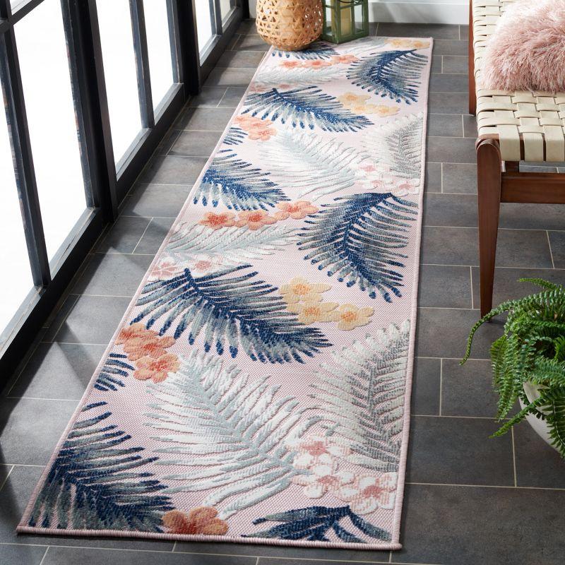 Cabana Floral Braided Pink/Grey Synthetic 2' x 9' Runner Rug