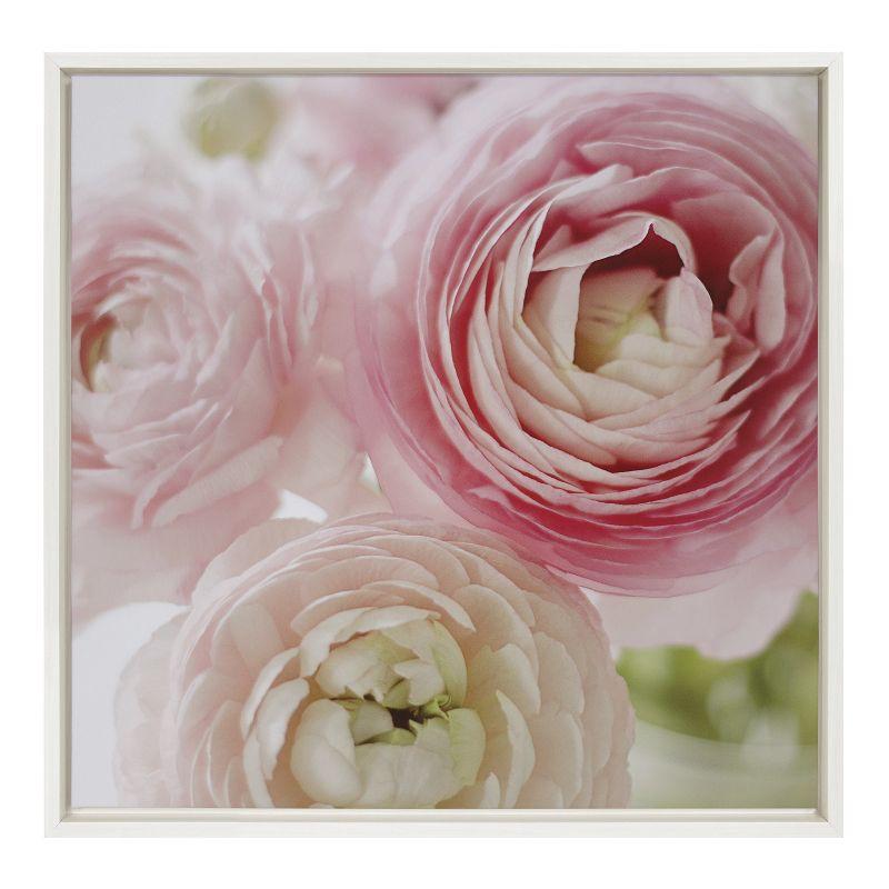 22x22 White Floral Canvas Print with Polystyrene Frame