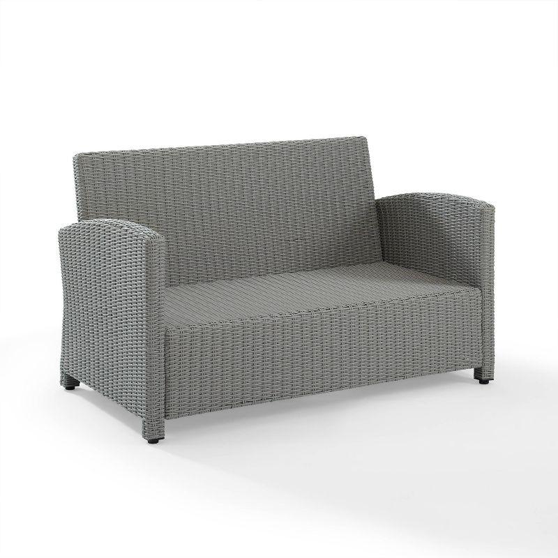 Navy and Gray Wicker Outdoor Loveseat with Steel Frame