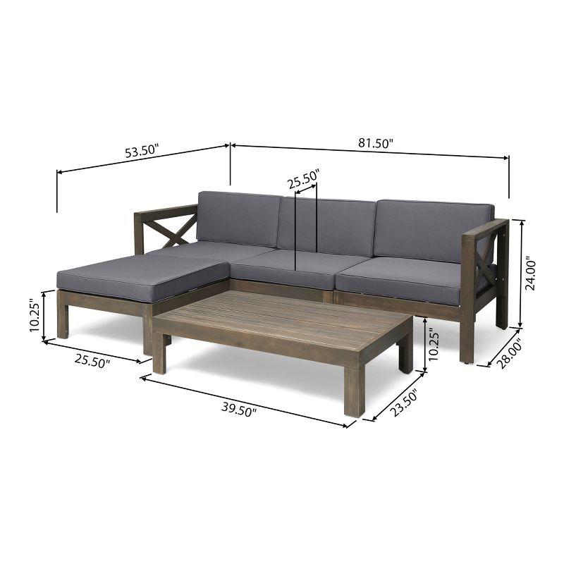 Alcove 5pc Acacia Wood Sofa Set Gray/Dark Gray - Christopher Knight Home