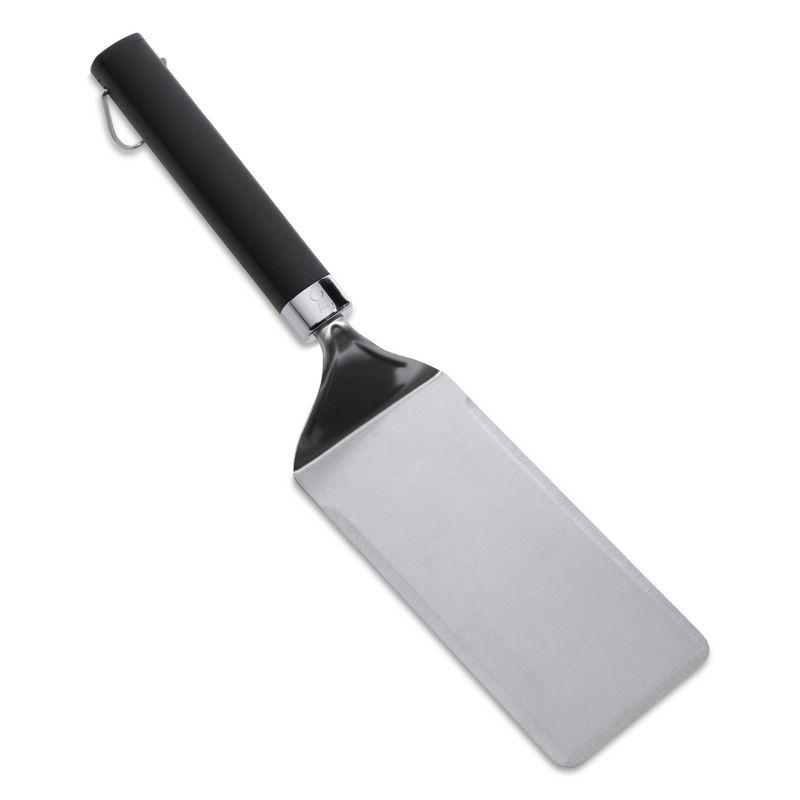 Weber Stainless Steel Flat Top Scraper – Black: Durable Outdoor Grill Tool, Easy-Grip Handle, Dishwasher-Safe