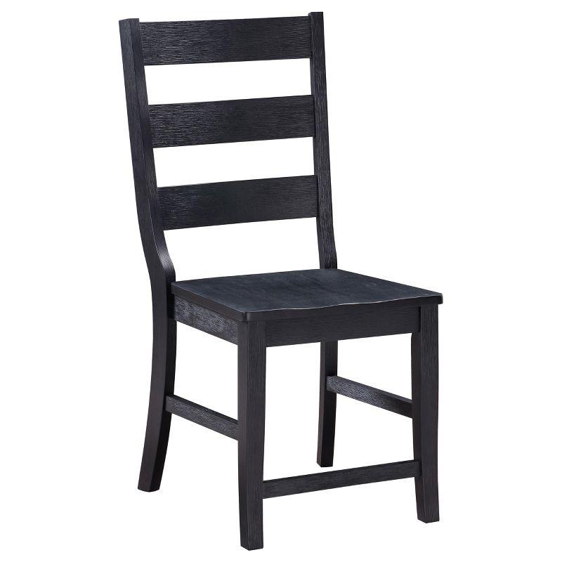 Black Tall Ladder Back Wood Dining Chairs, Set of 2