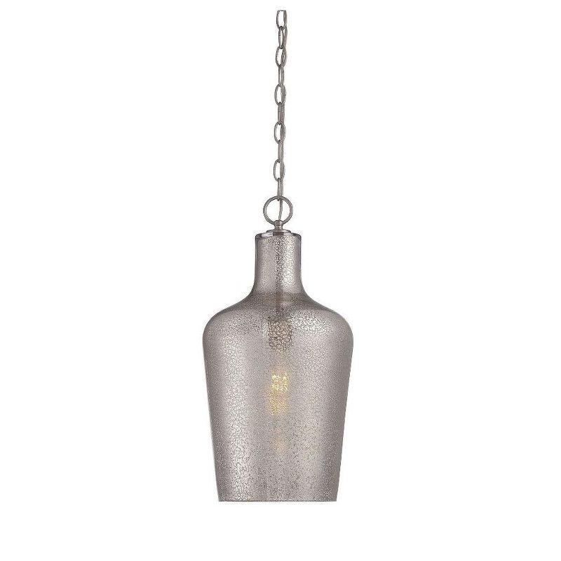 Transitional Satin Nickel 1-Light Pendant with Mercury Glass Shade