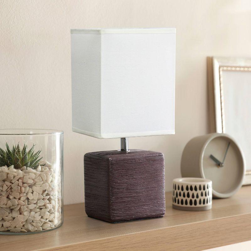 Petite Faux Stone Table Lamp with Fabric Shade - Simple Designs