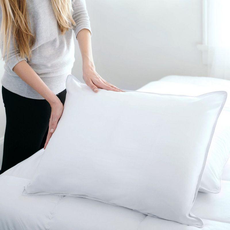 Standard White Hypoallergenic Down Pillow with Cotton Cover