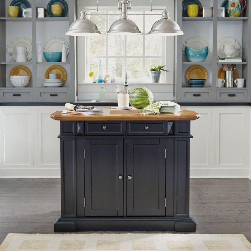 Black and Distressed Oak Kitchen Island with Drop Leaf