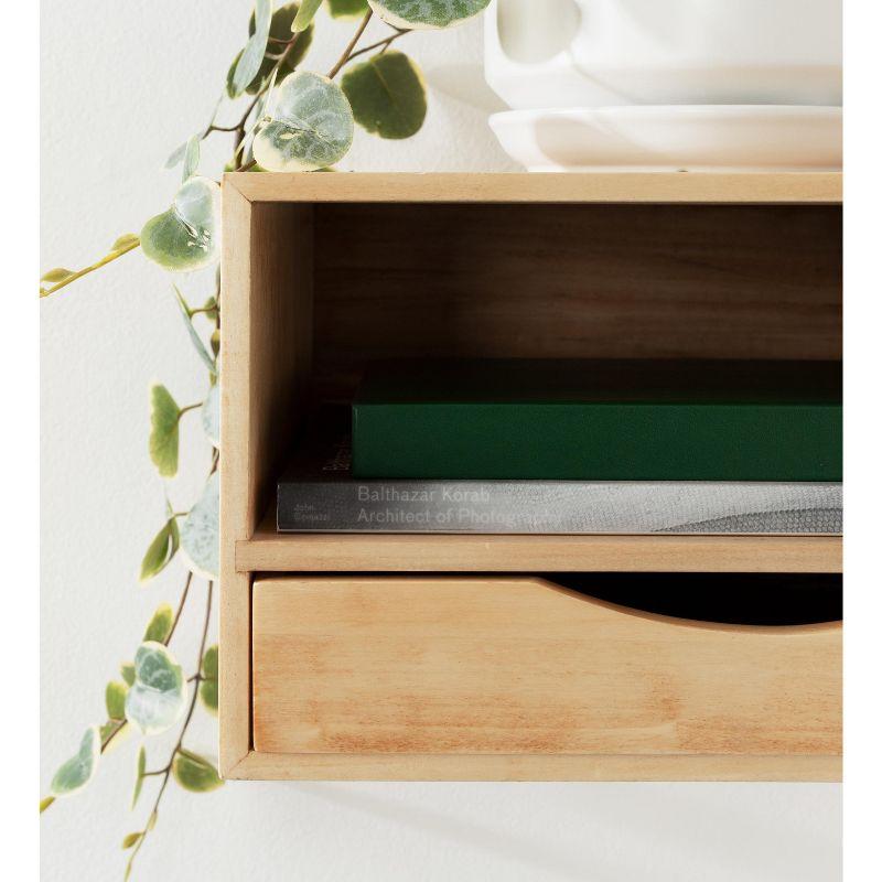 Kate and Laurel Hutton Rectangle Wood Floating Side Table, 12.5x10x7, Natural