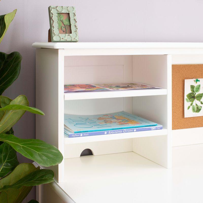 Guidecraft Taiga Kids Desk and Chair Set with Hutch - White: Kids Wood Desk with Drawers, Storage Shelf, and Corkboard | Study Table for Kids Bedroom