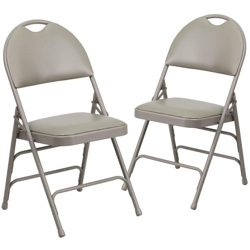 Gray Vinyl High Back Armless Metal Folding Chair Set