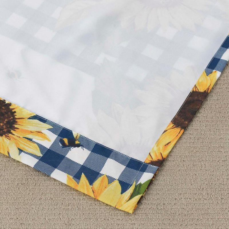 Barefoot Bungalow Sunflower Blue Checker Tailored 84" Window Valance