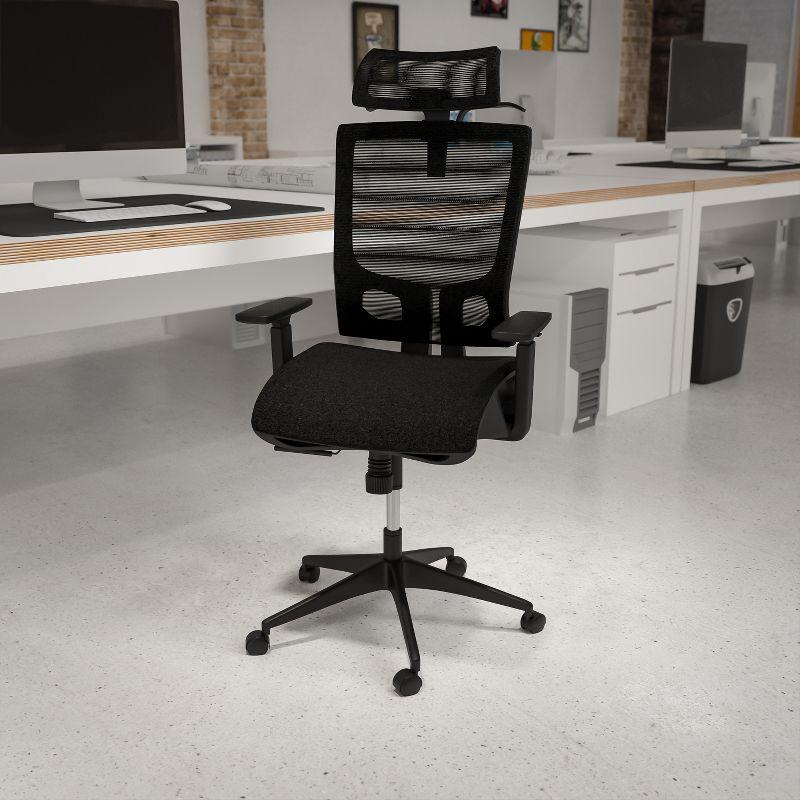 Black Mesh High-Back Ergonomic Swivel Task Chair with Adjustable Arms