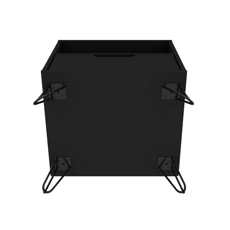 Mid-Century Modern Black Nightstand with Metal Legs and Drawer