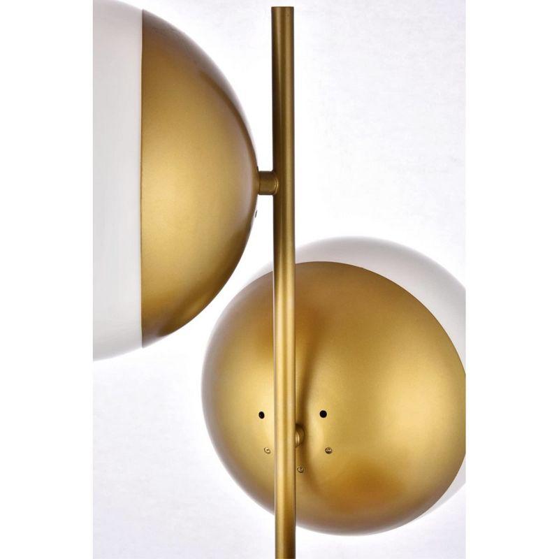 Elegant Lighting Eclipse 3 Lights Brass Pendant With Frosted White Glass