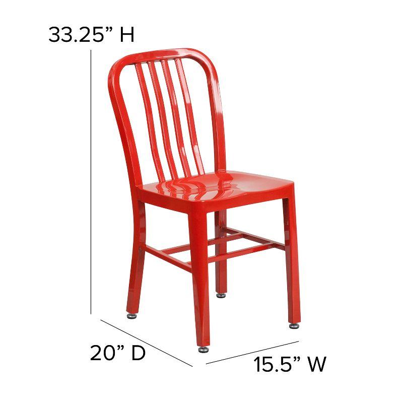 Stamford Red Steel Armless Indoor/Outdoor Dining Chair