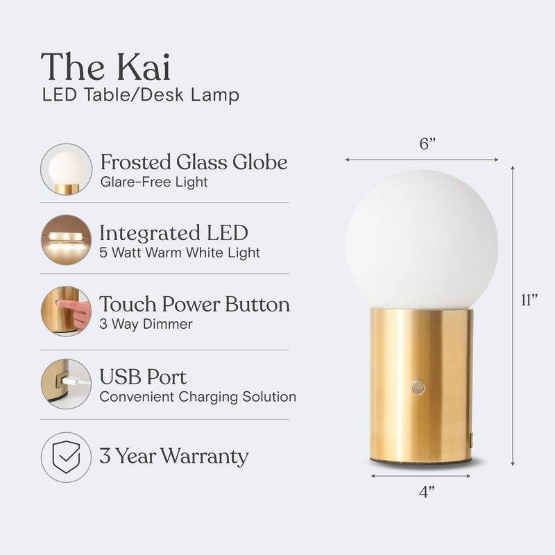 Kai 11 in. Modern LED Bedside Globe Table Lamp with Built-In Dimmer