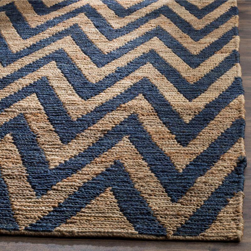 Hand-Knotted Blue and Natural Jute Area Rug, 8' x 10'