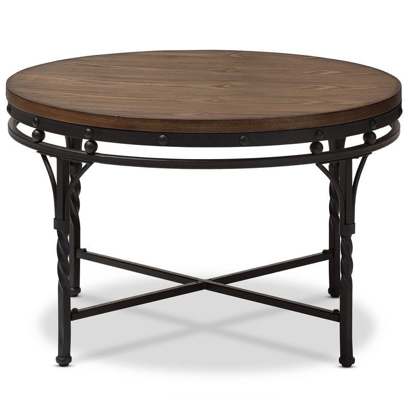 Austin Vintage 30" Round Wood & Metal Coffee Table - Antique Bronze