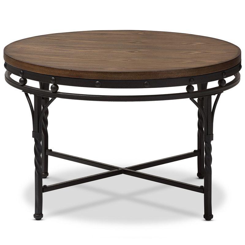 Baxton Studio Austin Vintage Industrial Round Coffee Cocktail Occasional Table: MDF & Metal