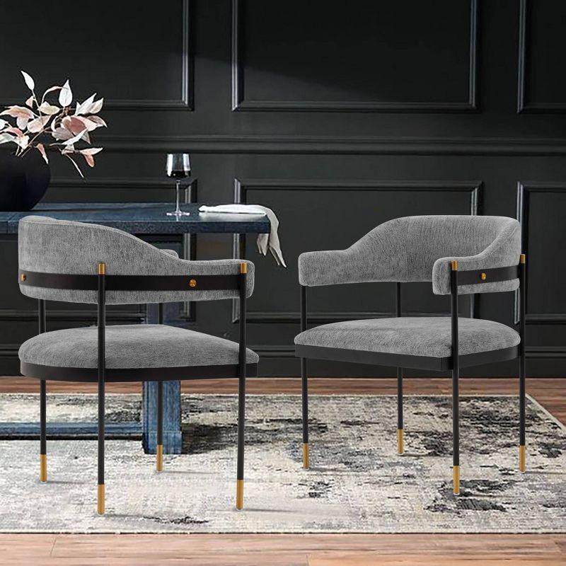 Lia Modern Boucle Upholstered Dining Armchair Gray - Manhattan Comfort: Brushed Gold Accents, No Assembly Required
