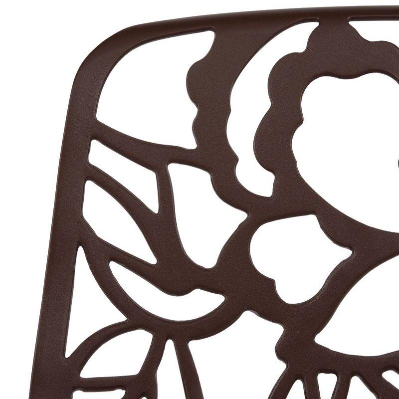 LeisureMod Devon Modern Aluminum Outdoor Stackable Dining Chair, Brown